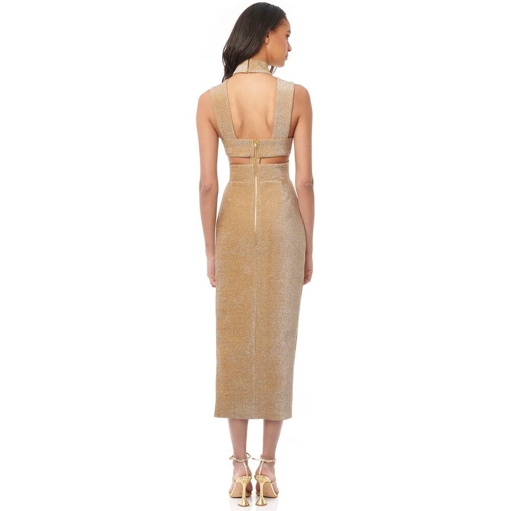 New Eliya The Label NWT Tamara Gold Midi Dress Size Large - Picture 3 of 10